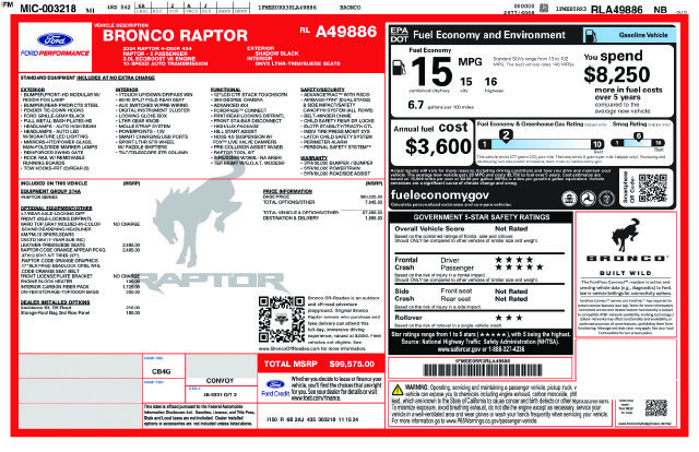 Certified 2024 Ford Bronco Raptor AWD/4WD image 38