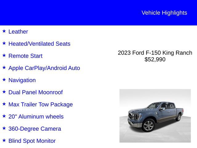 Certified 2023 Ford F150 King Ranch w/ Equipment Group 601A High AWD/4WD image 3