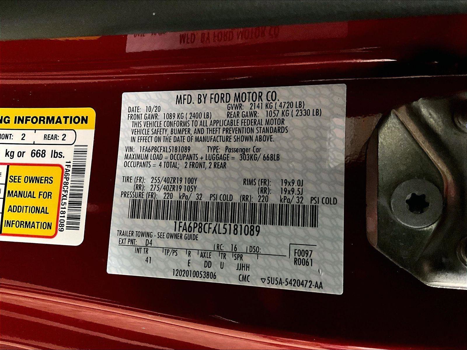 Certified 2020 Ford Mustang GT Premium w/ GT Performance Package image 32