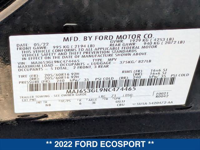 Certified 2022 Ford EcoSport SE w/ SE Convenience Package image 25