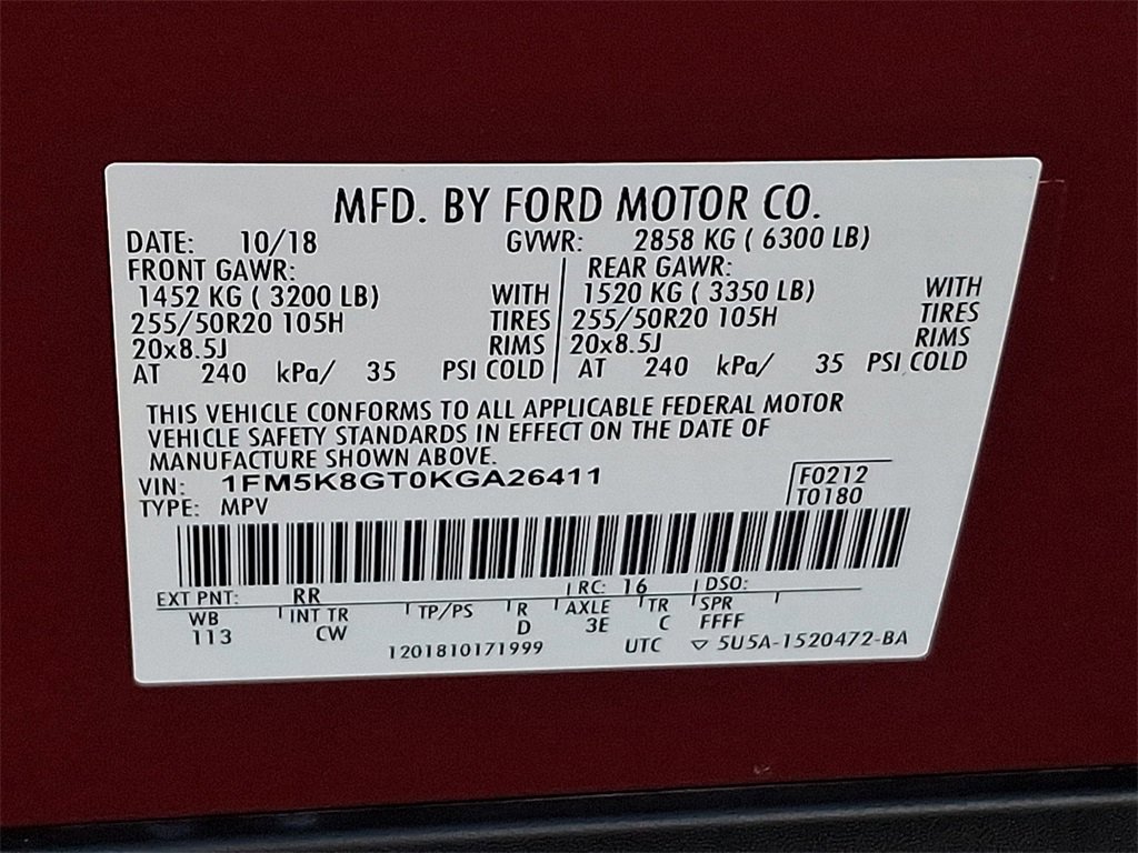 Certified 2019 Ford Explorer Sport w/ Equipment Group 401A image 28