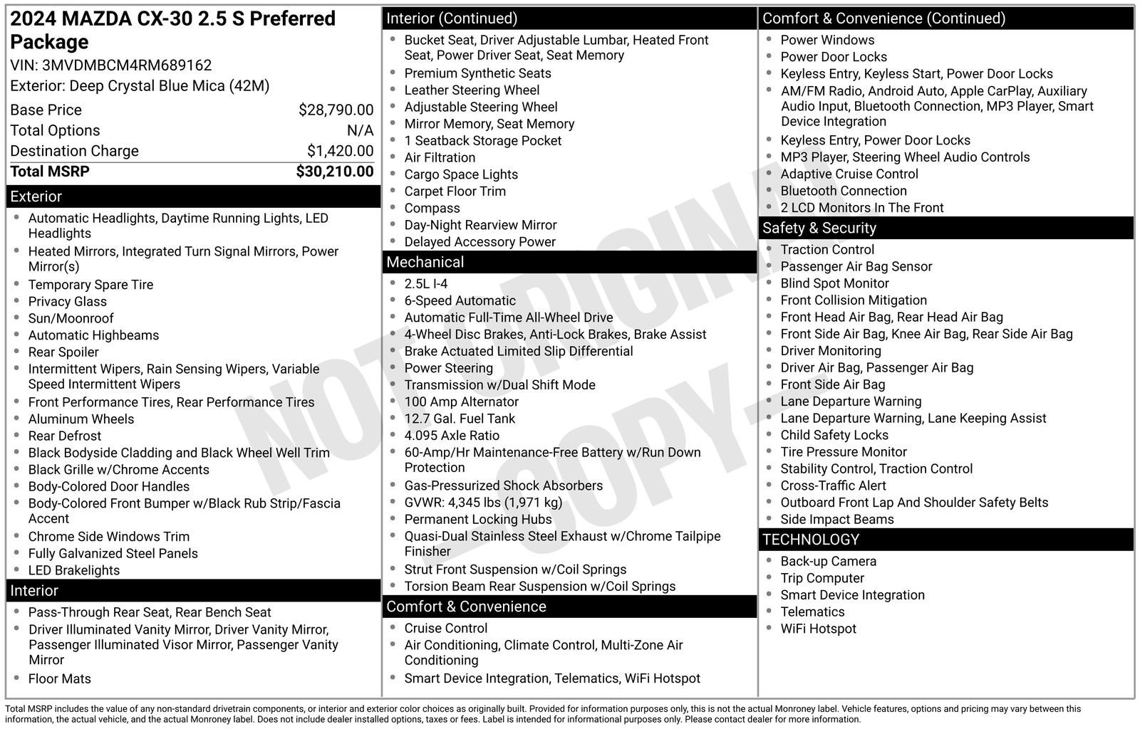 Used 2024 MAZDA CX-30 AWD 2.5 S w/ Preferred Package image 32