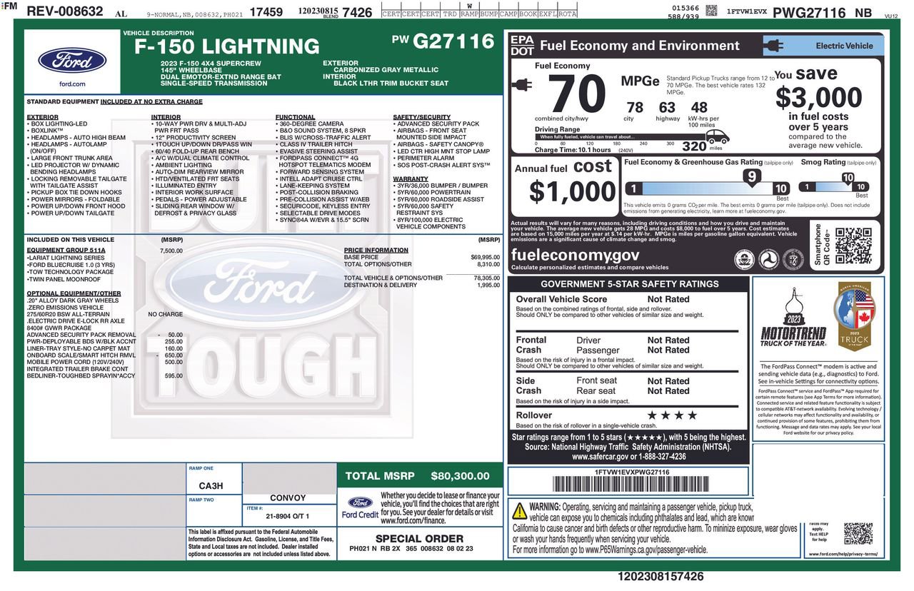 Certified 2023 Ford F150 Lightning Lariat w/ Equipment Group 511A High image 36