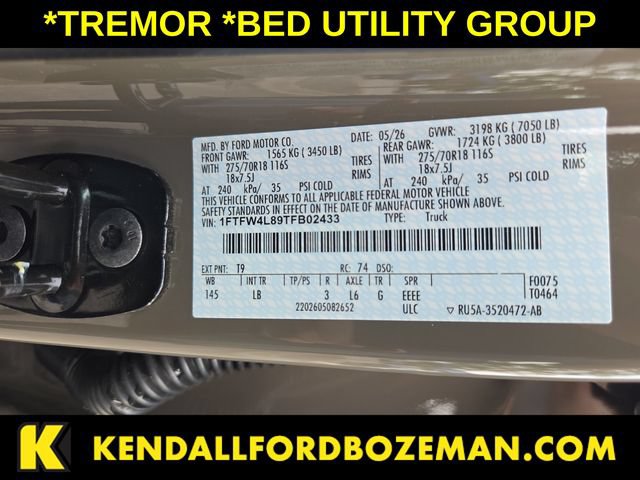 Certified 2026 Ford F150 Tremor w/ Bed Utility Package AWD/4WD image 28