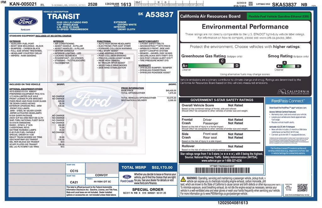 Certified 2025 Ford Transit 250 Low Roof w/ Exterior Upgrade Package RWD image 6
