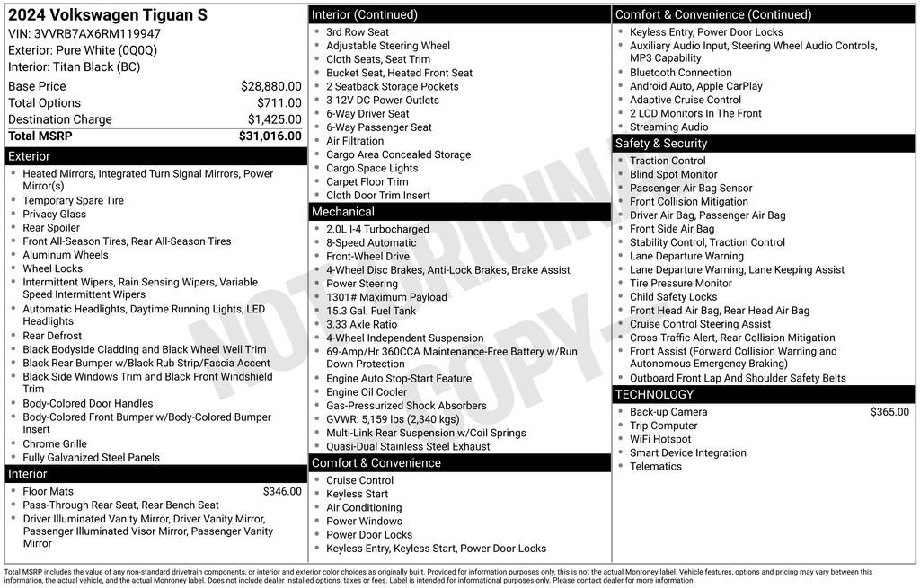 Used 2024 Volkswagen Tiguan S image 12