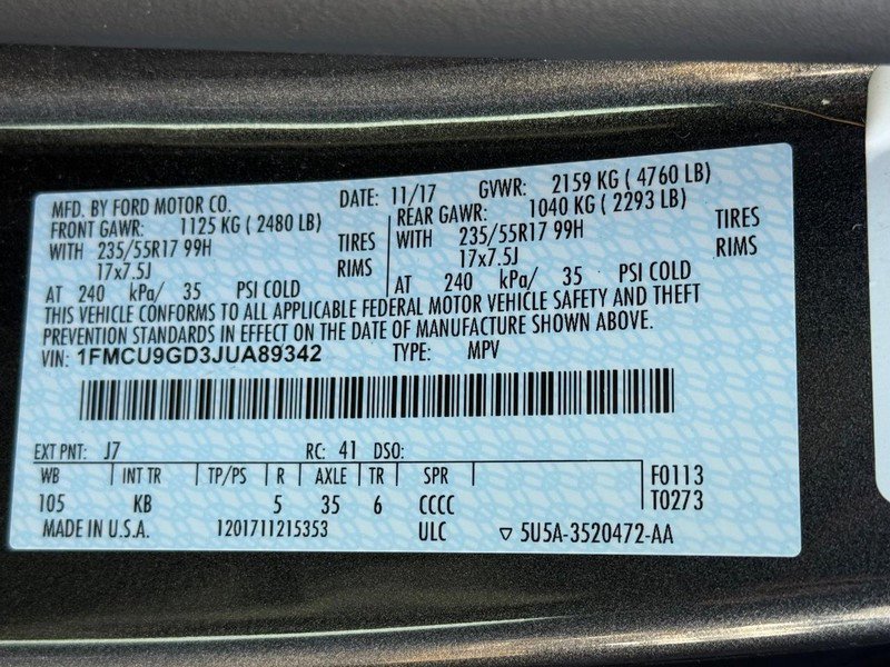 Certified 2018 Ford Escape SE w/ SE Sync 3 Package image 27