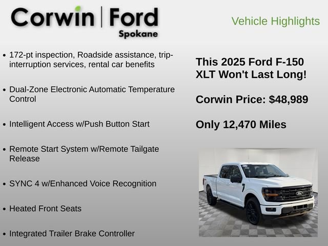 Certified 2025 Ford F150 XLT w/ Equipment Group 302A MID image 30