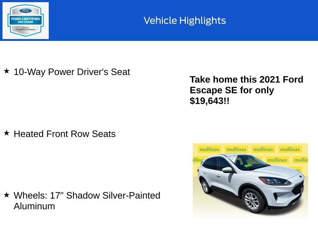 Certified 2021 Ford Escape SE w/ Cold Weather Package AWD/4WD image 18