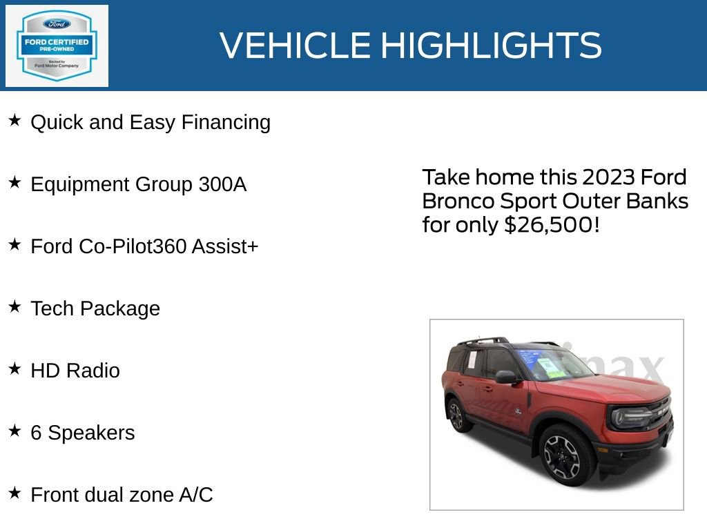 Certified 2023 Ford Bronco Sport Outer Banks w/ Tech Package image 34