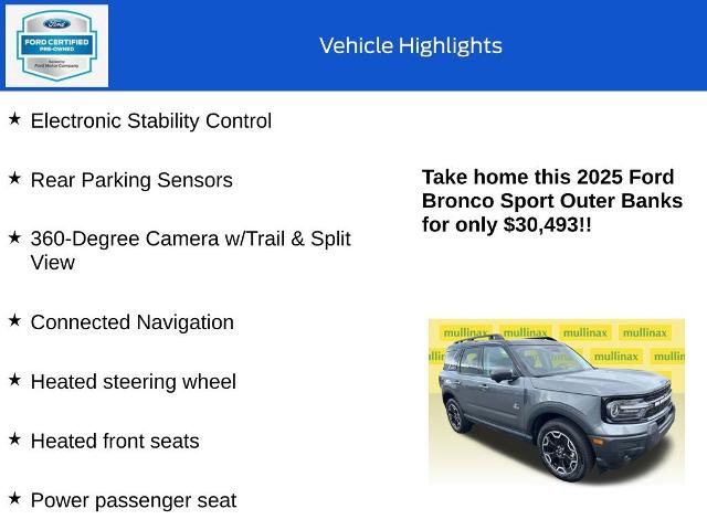 Certified 2025 Ford Bronco Sport Outer Banks w/ Outer Banks Tech Package+ AWD/4WD image 19