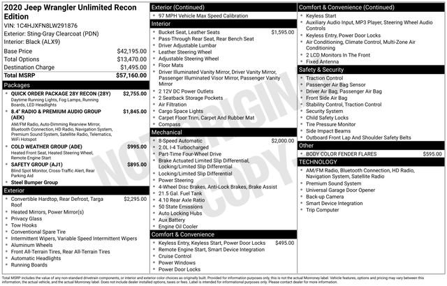 Used 2020 Jeep Wrangler Unlimited Rubicon w/ Quick Order Package 28Y Recon image 36