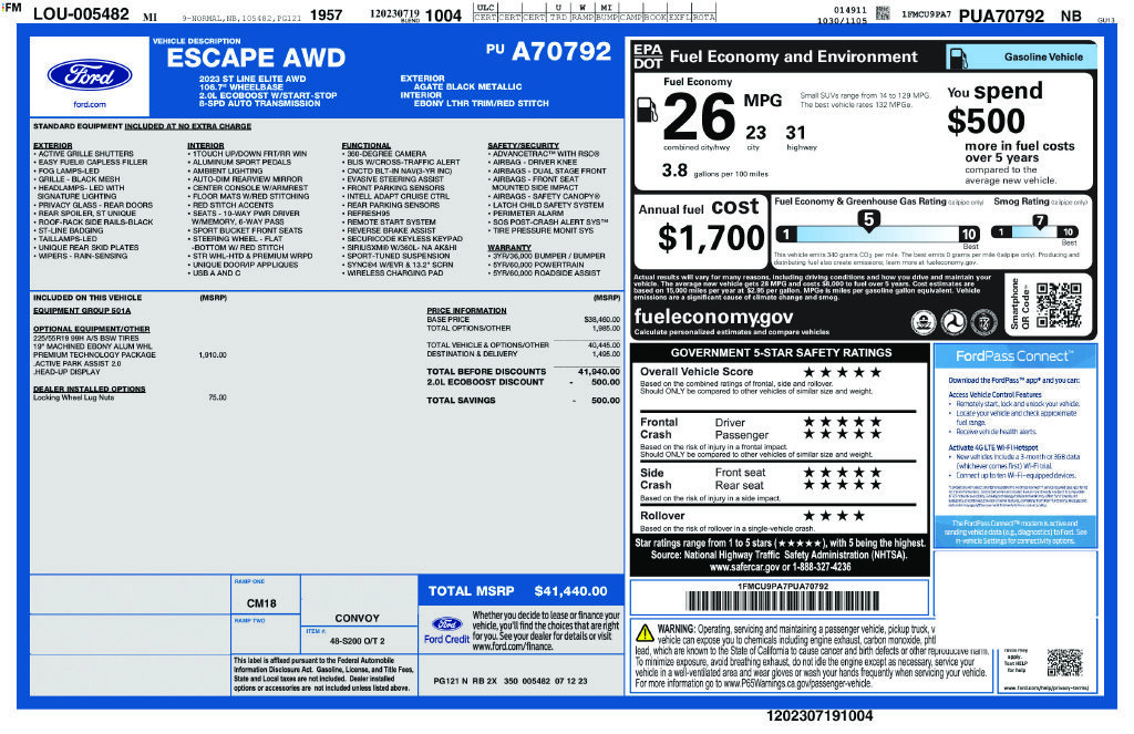 Certified 2023 Ford Escape ST-Line Elite w/ Premium Technology Package AWD/4WD image 12