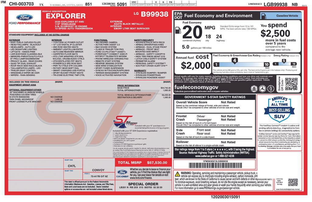 Certified 2020 Ford Explorer ST AWD/4WD image 3
