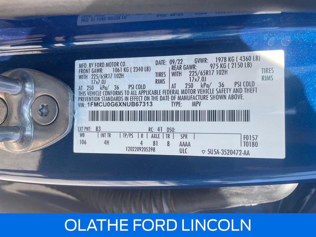 Certified 2022 Ford Escape SE FWD image 23
