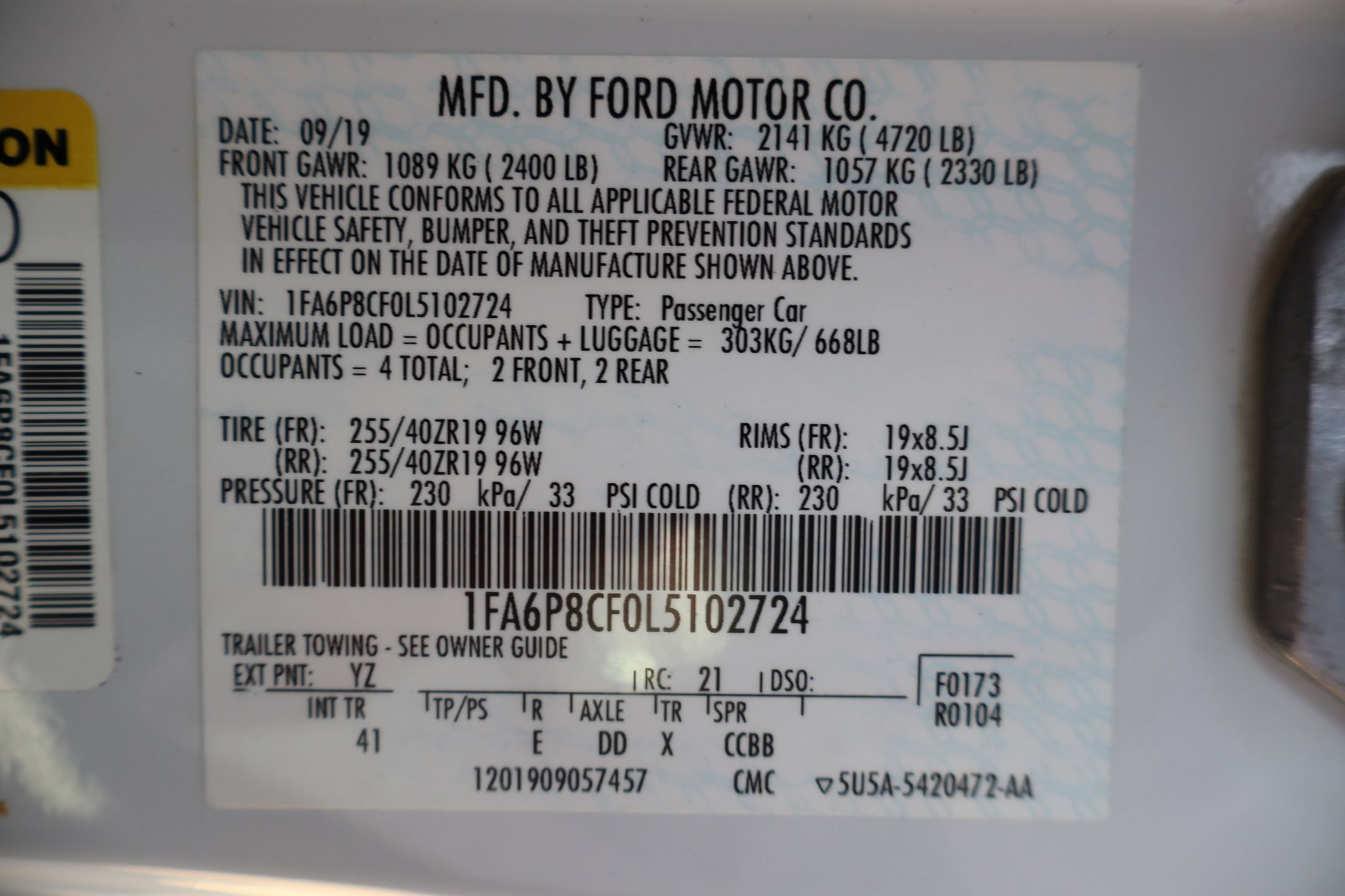 Certified 2020 Ford Mustang GT Premium w/ Black Accent Package RWD image 29