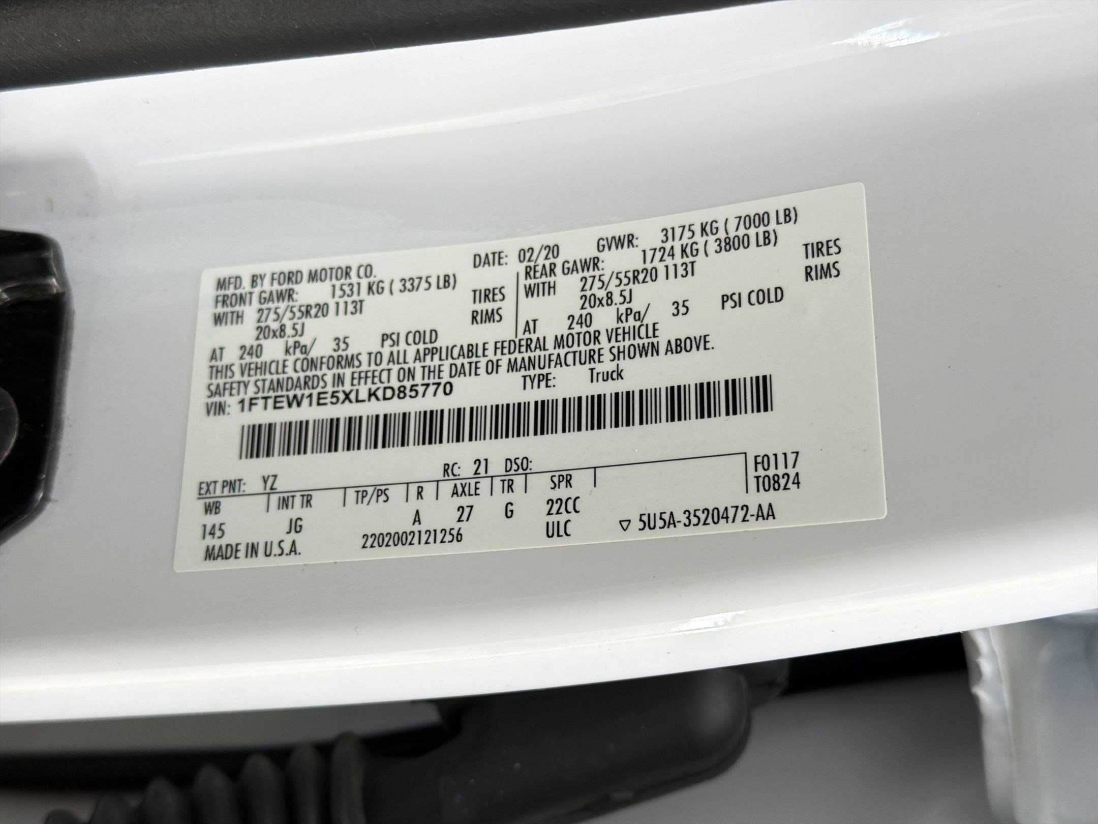 Certified 2020 Ford F150 XL w/ Equipment Group 101A Mid image 19