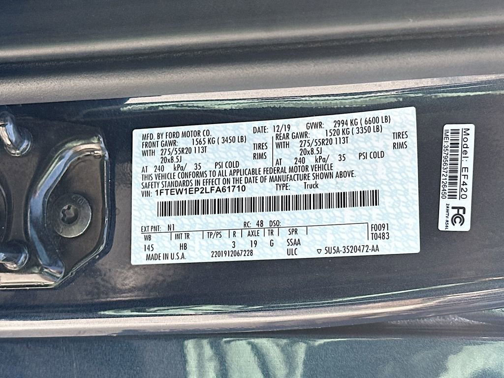 Certified 2020 Ford F150 Lariat w/ Equipment Group 502A Luxury image 27