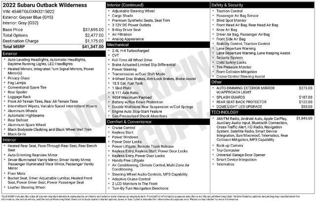 Used 2022 Subaru Outback Wilderness AWD/4WD image 4