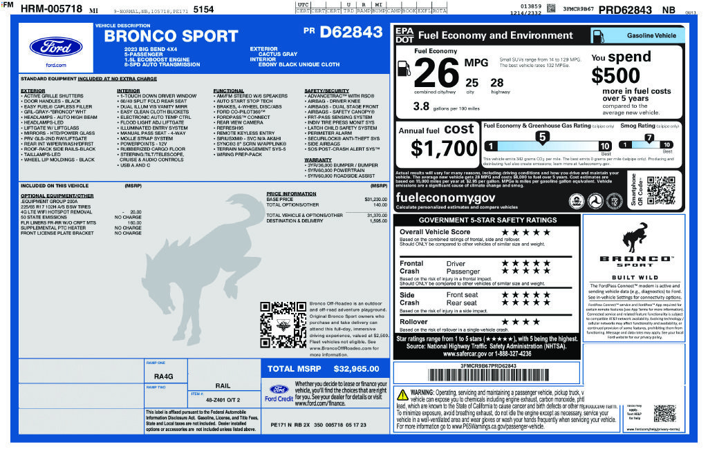 Certified 2023 Ford Bronco Sport Big Bend AWD/4WD image 23