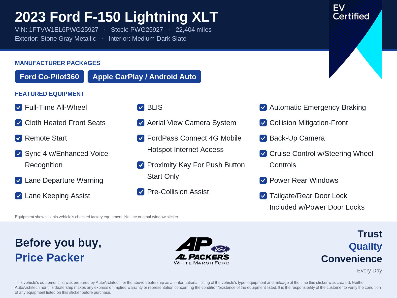 Certified 2023 Ford F150 Lightning XLT AWD/4WD image 10
