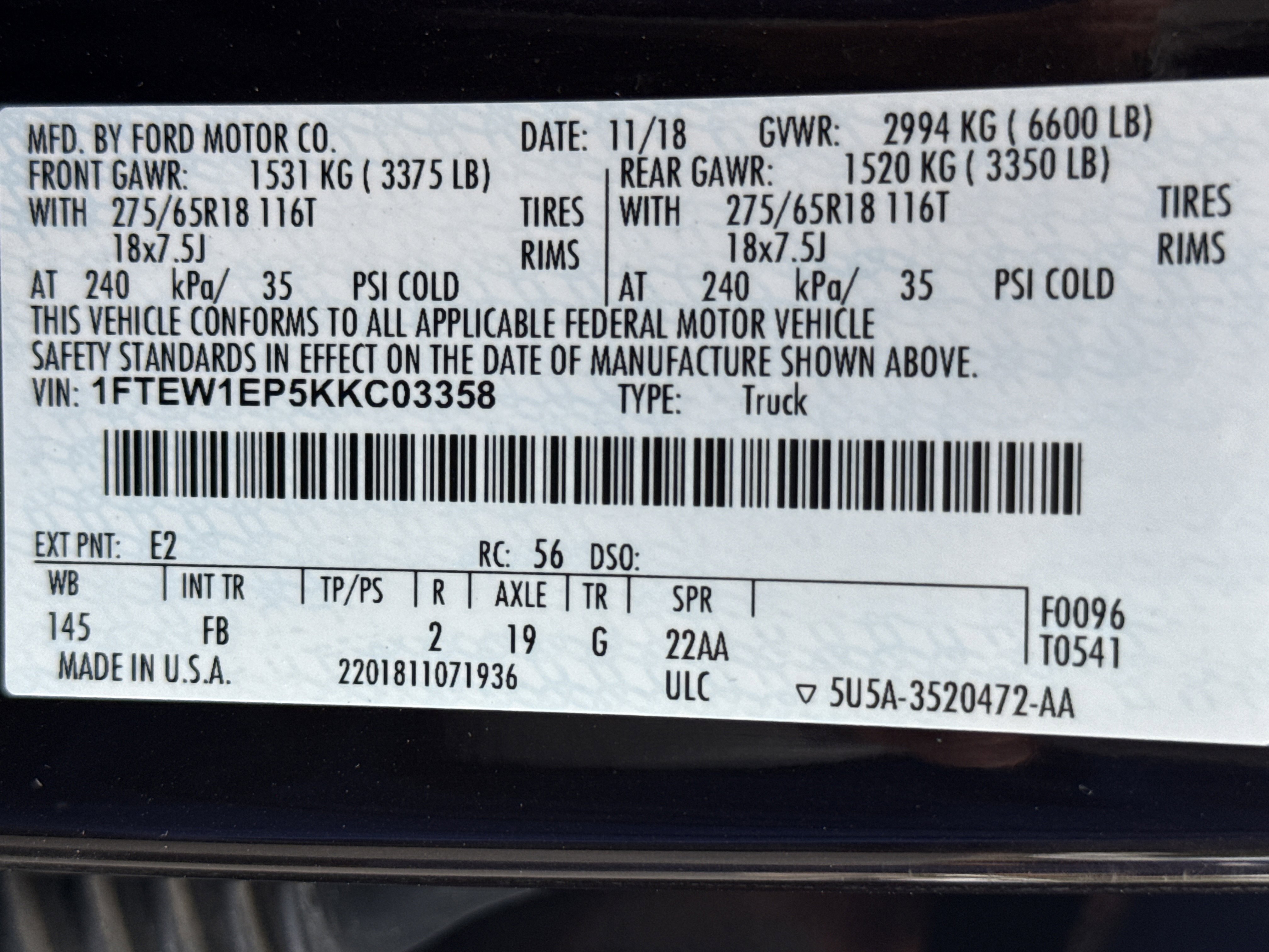 Certified 2019 Ford F150 XLT w/ Equipment Group 302A Luxury AWD/4WD image 33