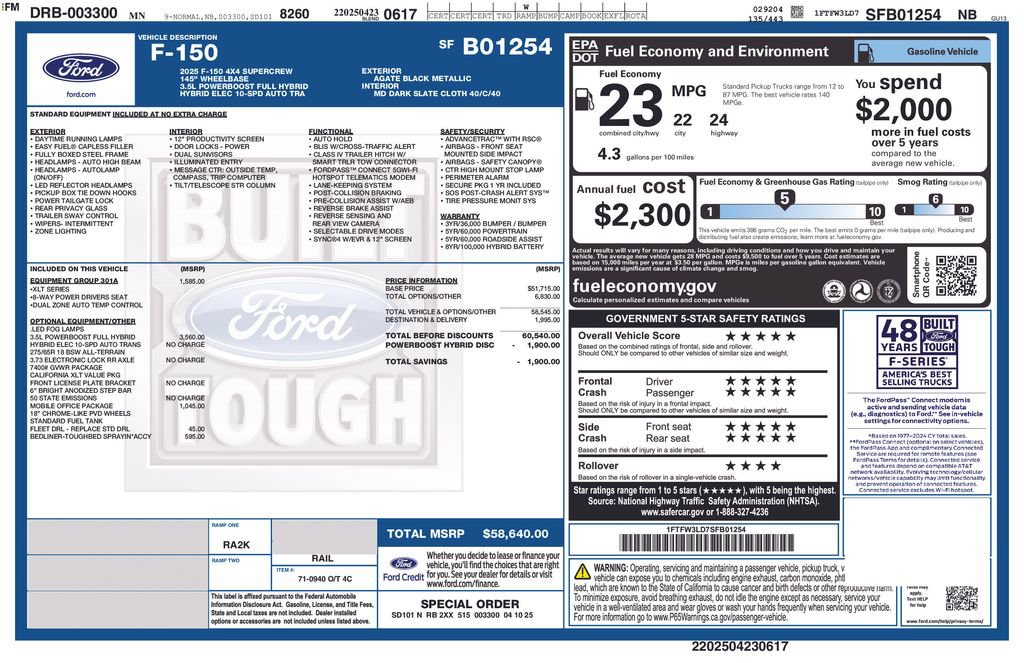 Certified 2025 Ford F150 XLT w/ Equipment Group 301A Standard AWD/4WD image 34