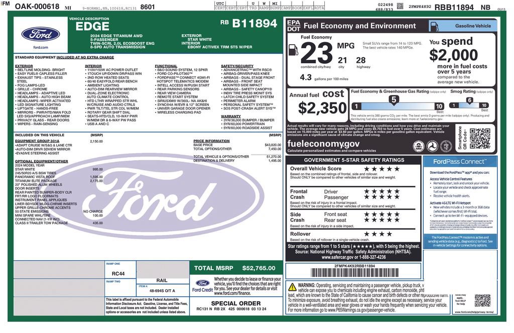 Certified 2024 Ford Edge Titanium w/ Titanium Elite Package AWD/4WD image 29