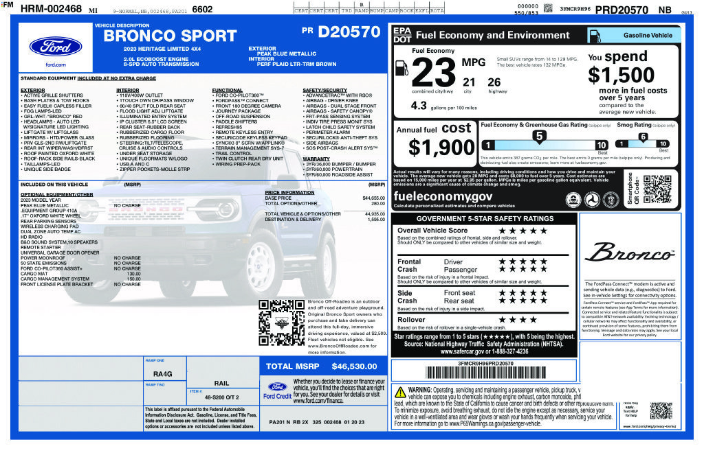 Certified 2023 Ford Bronco Sport Heritage Limited AWD/4WD image 32