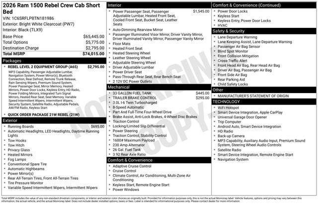 Used 2026 RAM 1500 Rebel w/ Rebel Level 2 Equipment Group AWD/4WD image 2