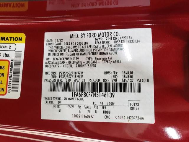 Certified 2022 Ford Mustang GT Premium w/ Equipment Group 401A RWD image 27
