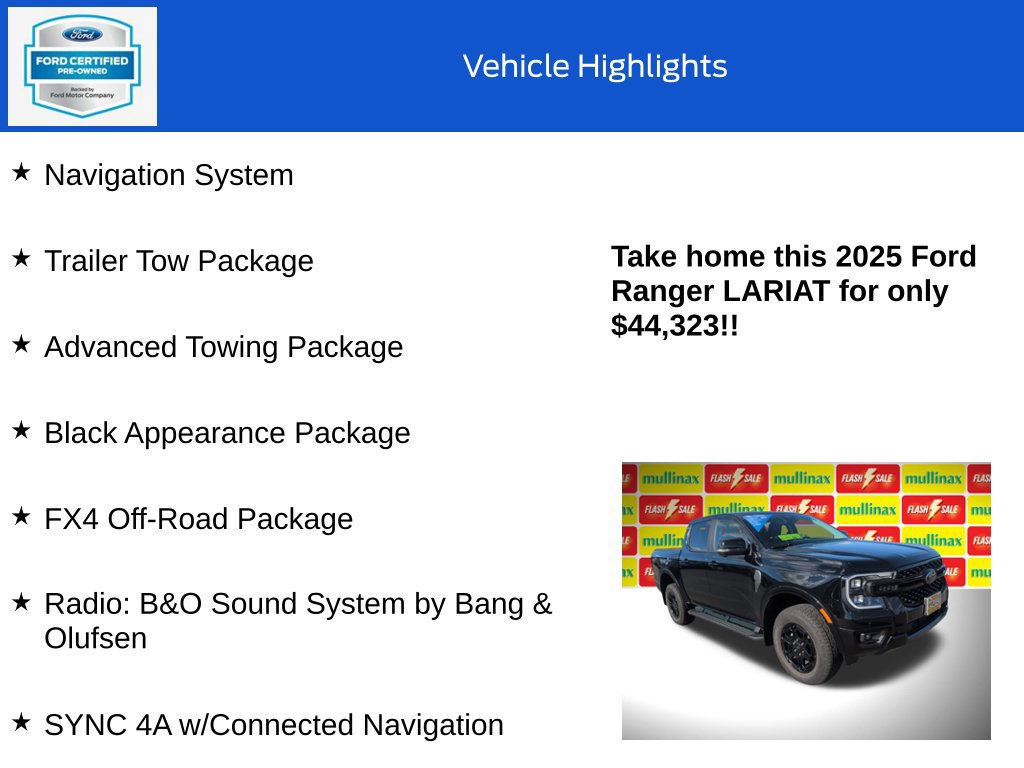 Certified 2025 Ford Ranger Lariat w/ FX4 Off-Road Package AWD/4WD image 18