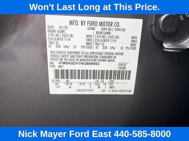 Certified 2022 Ford Explorer XLT w/ Equipment Group 202A AWD/4WD image 36