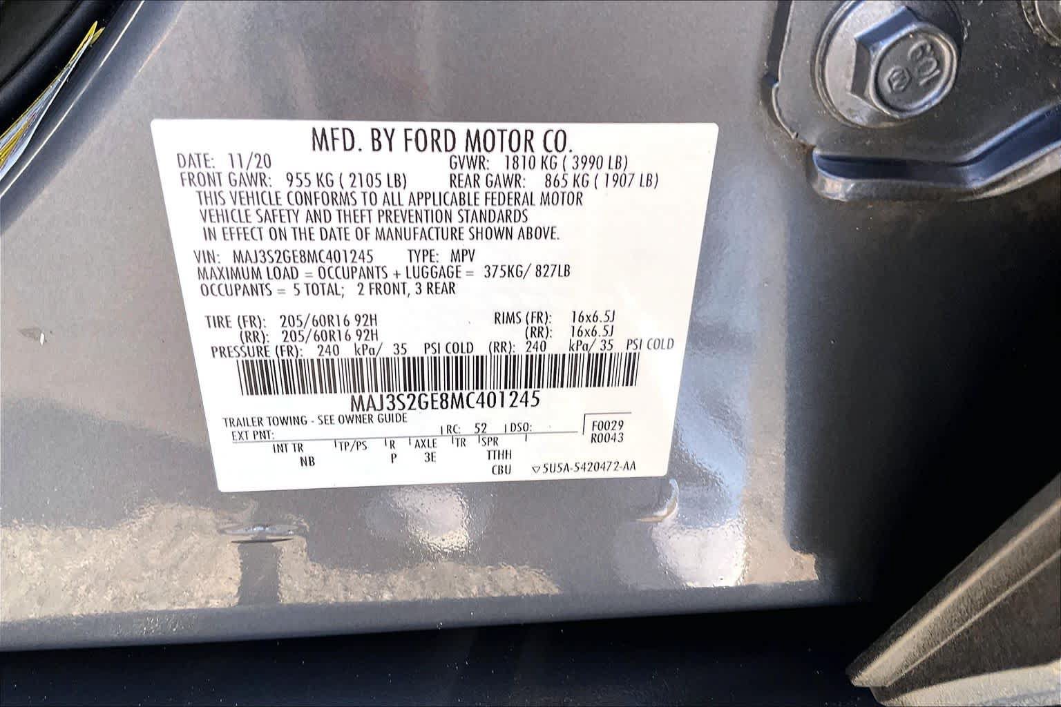 Certified 2021 Ford EcoSport SE FWD image 34