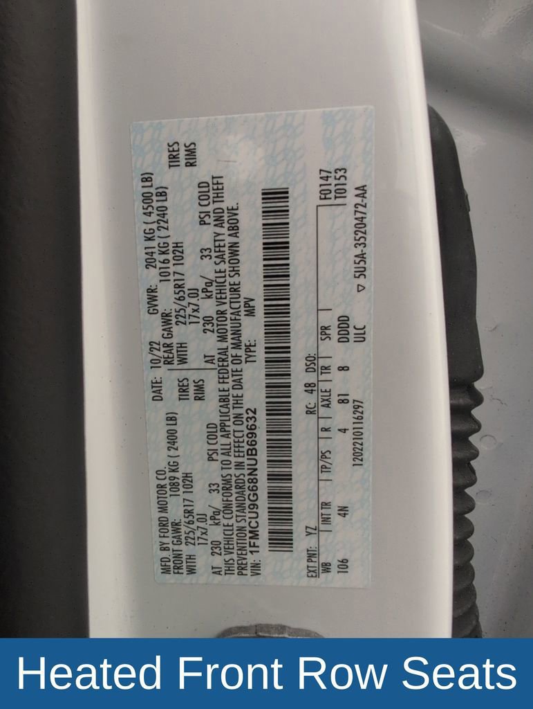 Certified 2022 Ford Escape SE w/ Convenience Package image 46