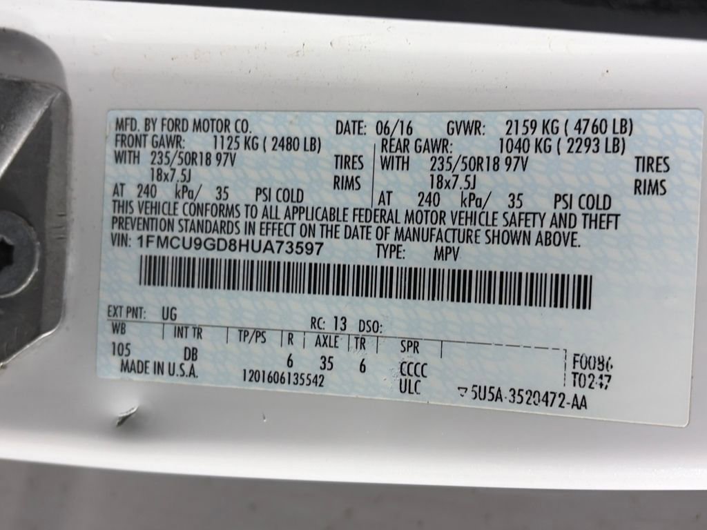 Certified 2017 Ford Escape SE w/ SE Leather Comfort Package image 8