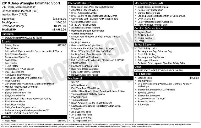 Used 2019 Jeep Wrangler Unlimited Sport AWD/4WD image 6