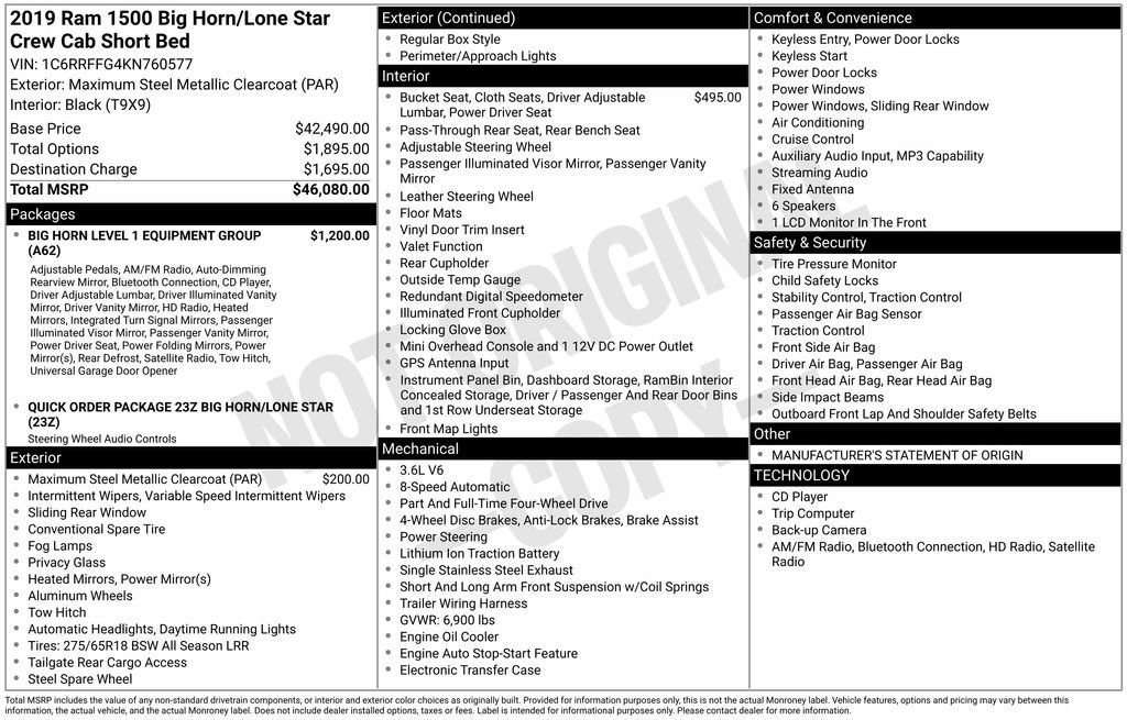 Used 2019 RAM 1500 Big Horn AWD/4WD image 10