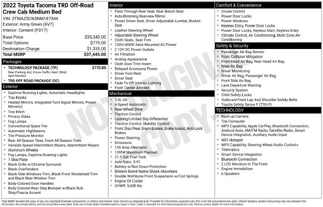 Used 2022 Toyota Tacoma TRD Off-Road w/ Technology Package RWD image 2
