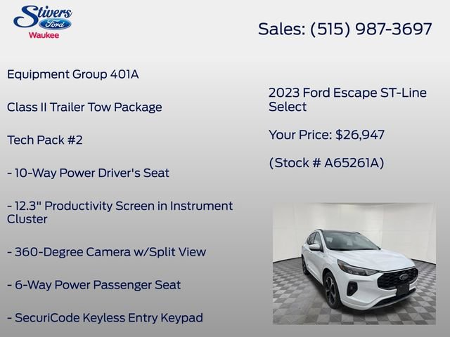Certified 2023 Ford Escape ST-Line Select w/ Tech Pack #2 image 7