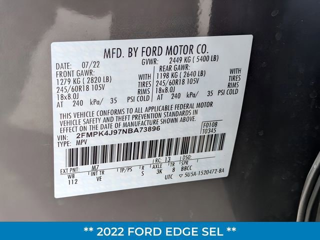 Certified 2022 Ford Edge SEL w/ Convenience Package image 37
