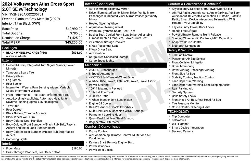 Used 2024 Volkswagen Atlas Cross Sport SE w/ Black Wheel Package AWD/4WD image 31