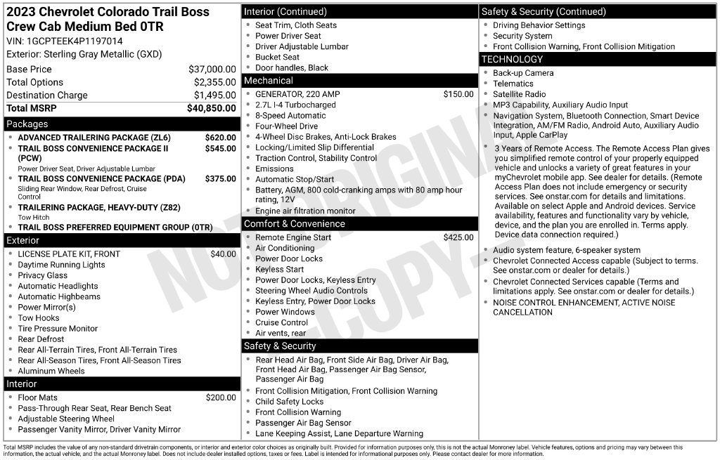Used 2023 Chevrolet Colorado Trail Boss w/ Advanced Trailering Package AWD/4WD image 34
