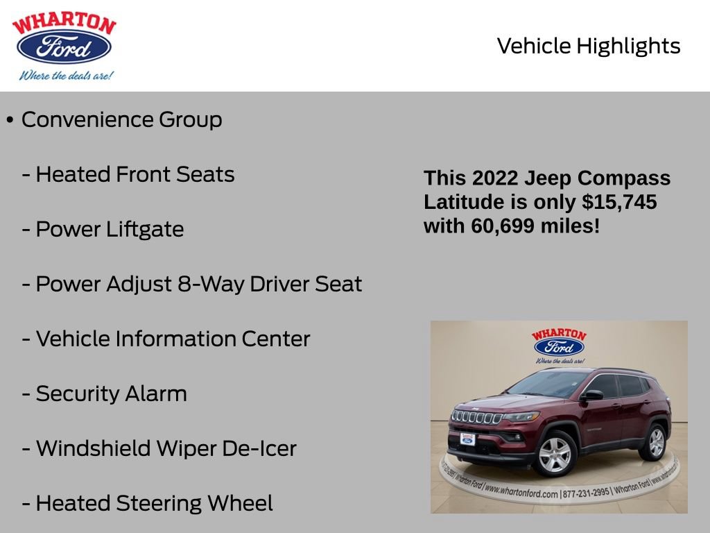 Used 2022 Jeep Compass Latitude w/ Convenience Group FWD image 10