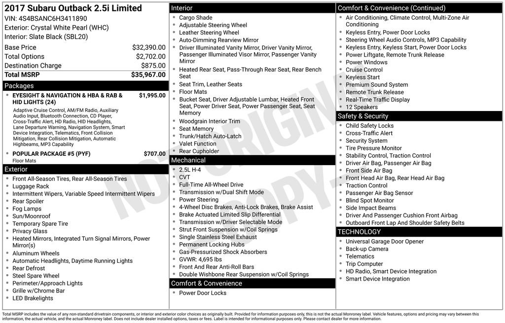 Used 2017 Subaru Outback 2.5i Limited image 3