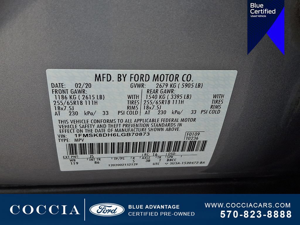 Certified 2020 Ford Explorer XLT w/ Class III Trailer Tow Package AWD/4WD image 26