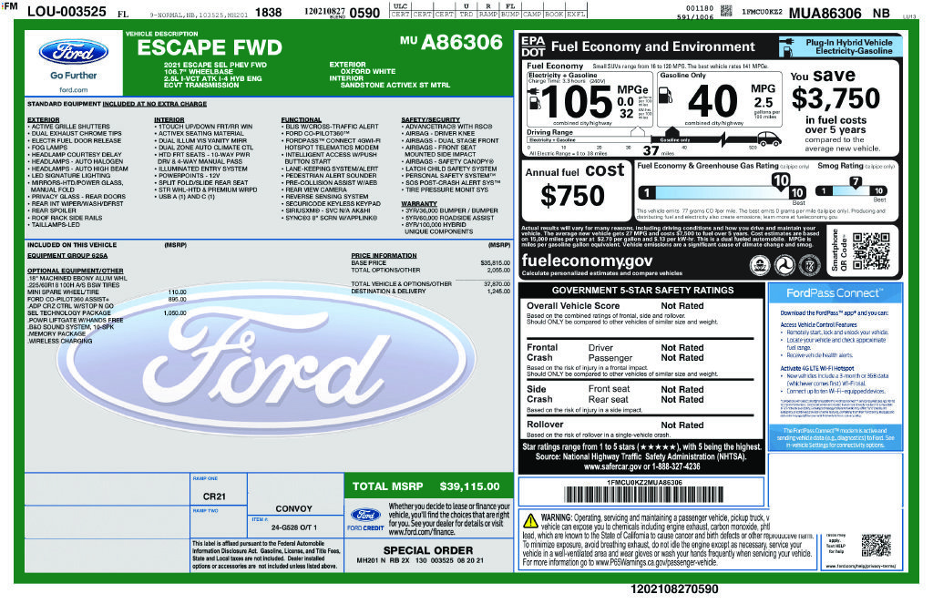 Certified 2021 Ford Escape SEL w/ Technology Package FWD image 41
