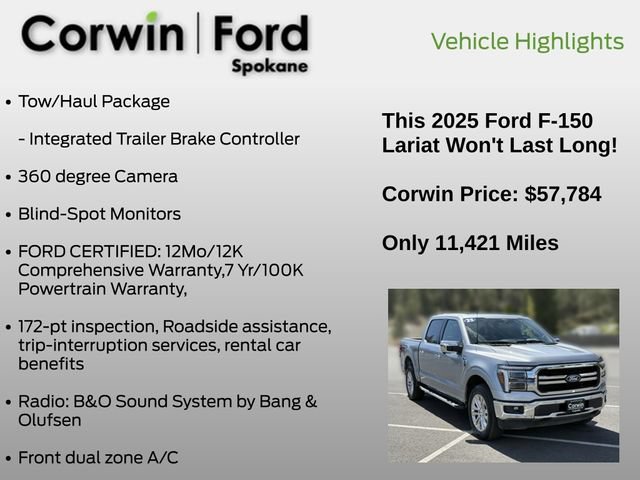 Certified 2025 Ford F150 Lariat w/ Tow/Haul Package AWD/4WD image 7
