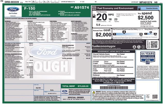 Certified 2021 Ford F150 Platinum w/ Equipment Group 701A High AWD/4WD image 11