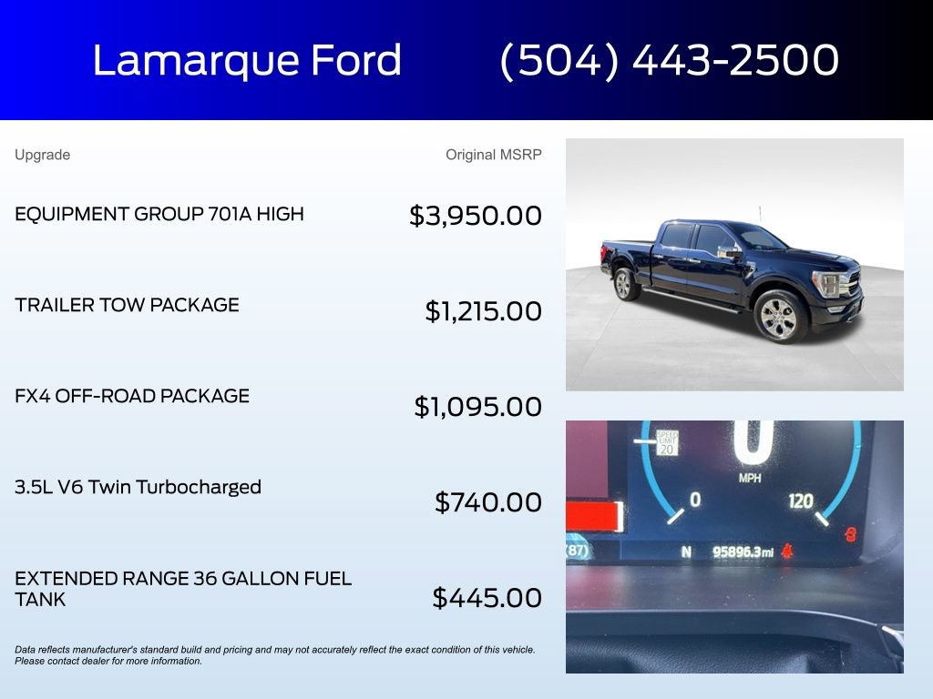 Certified 2022 Ford F150 Platinum w/ Equipment Group 701A High image 2